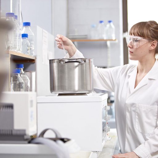 Researcher working in lab